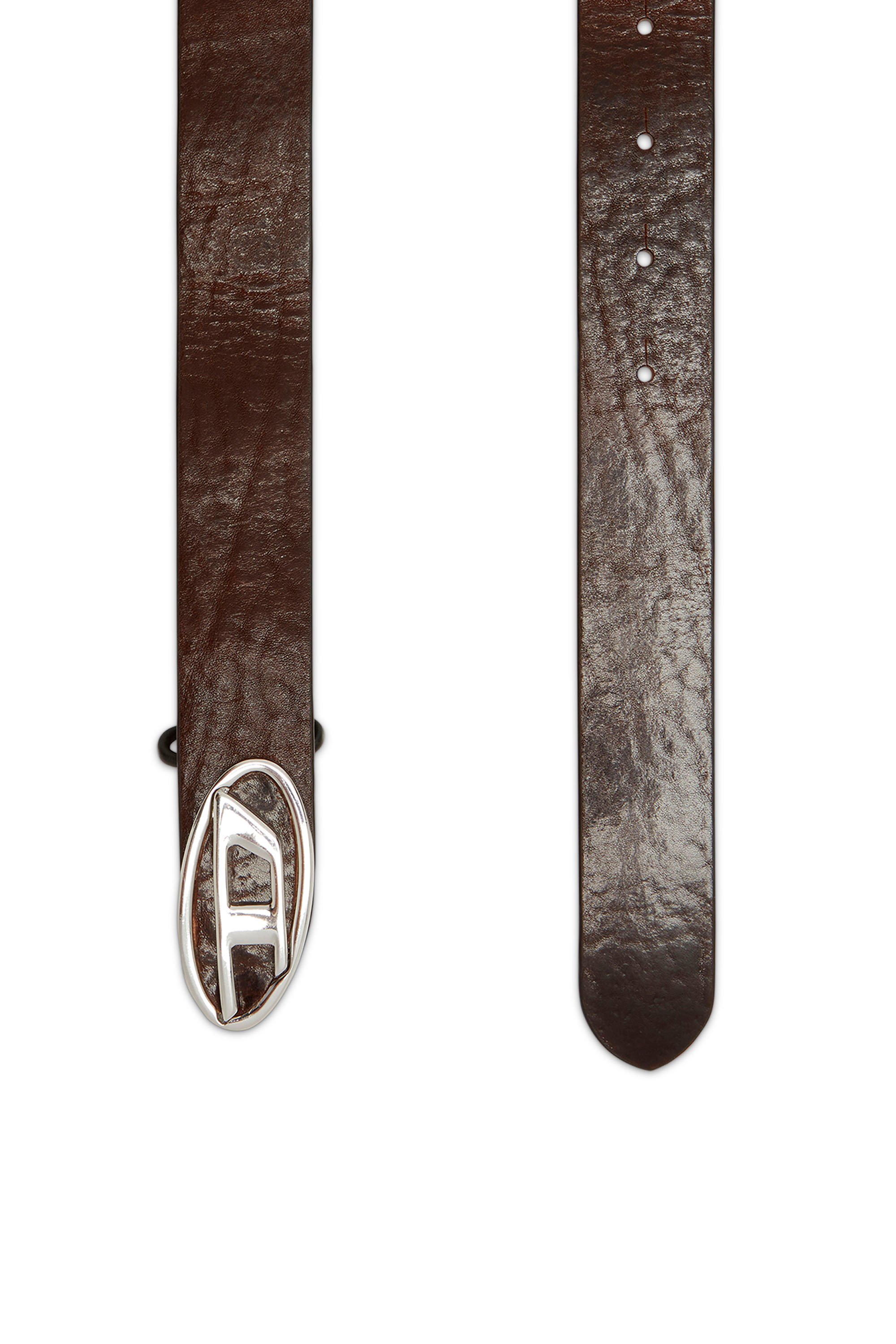 Diesel - B-1DR-LAYER, Man's 2.9cm leather belt with oval d logo in Dark Brown - 2