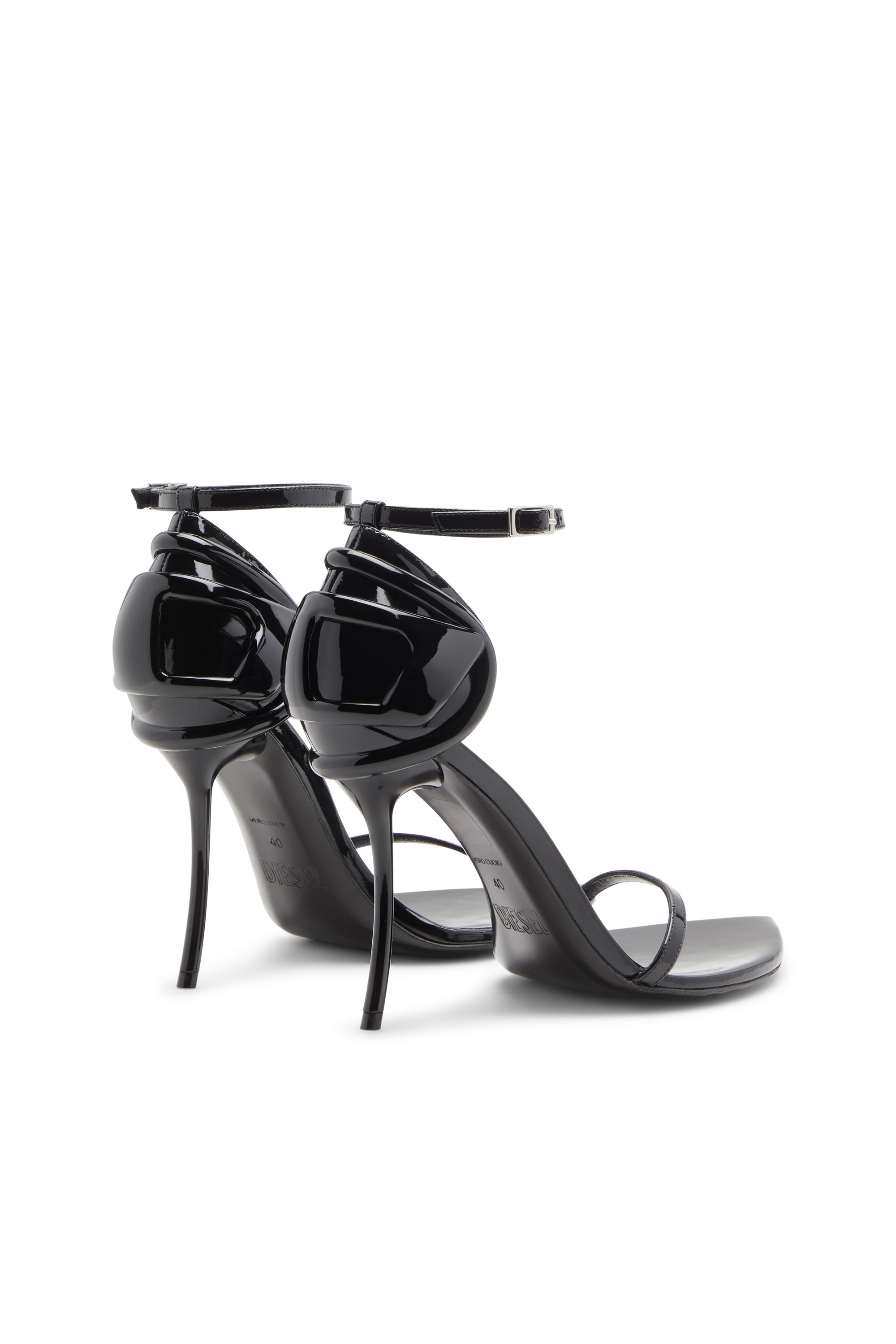 Diesel - D-TEN&HALF SANDAL, Woman's D-Ten&Half-Stiletto sandals in patent leather and satin in Black - 4